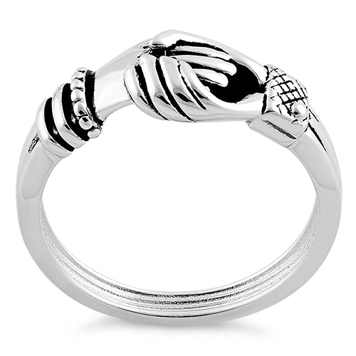 Sterling Silver Hand Shake Ring