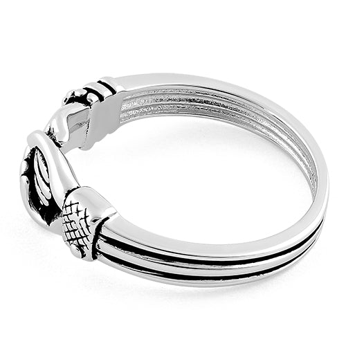 Sterling Silver Hand Shake Ring