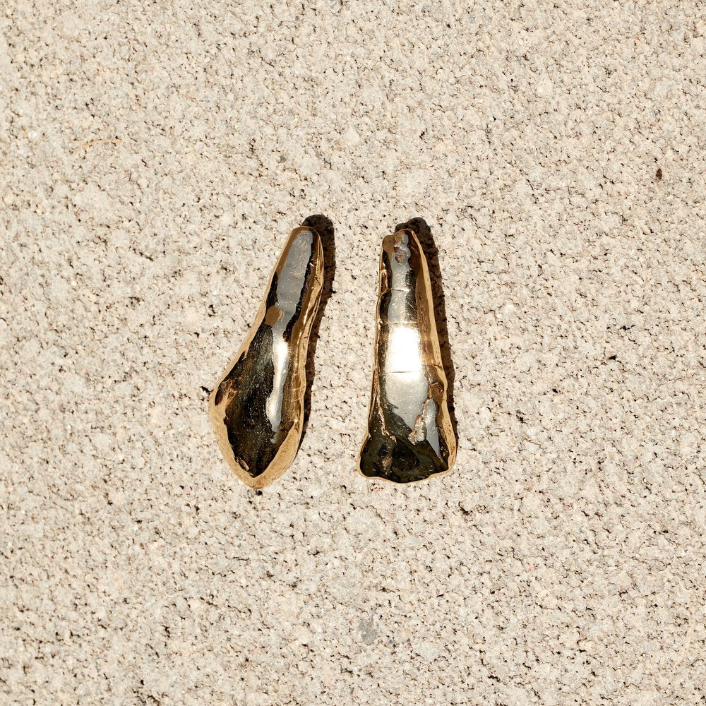 Buffalo Tooth Earrings - 14K Yellow Gold