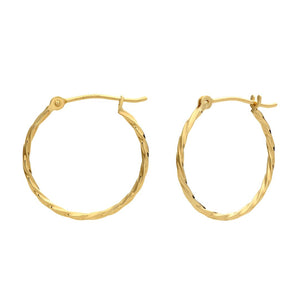 14K Yellow Gold Thin Twisted Hoops - 10mm