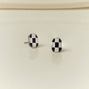 Checkerboard Earrings - Sterling Silver