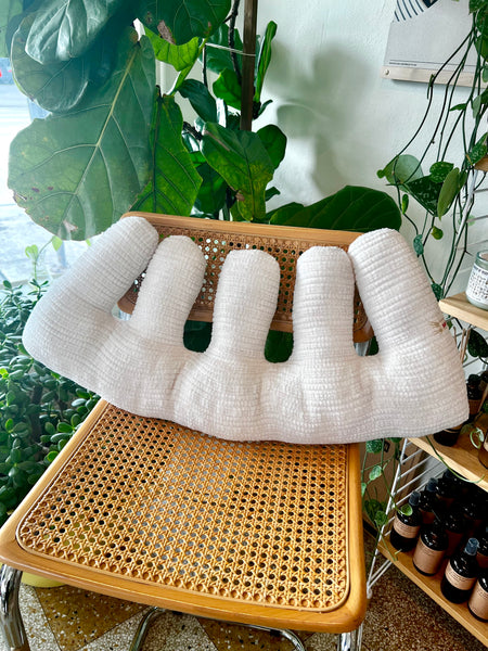 White Chenille Comb Pillow