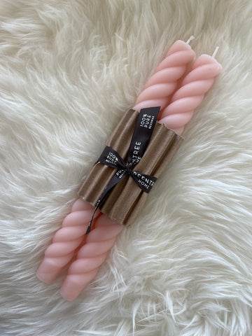 10" Rope Taper Candles - Blush
