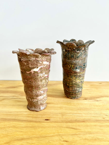 Scalloped Vase 8" - Pink