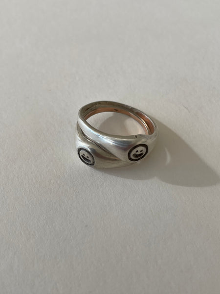 Smiley Signet Ring - Sterling Silver