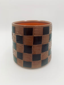 Checkered Planter – Black & Terracotta