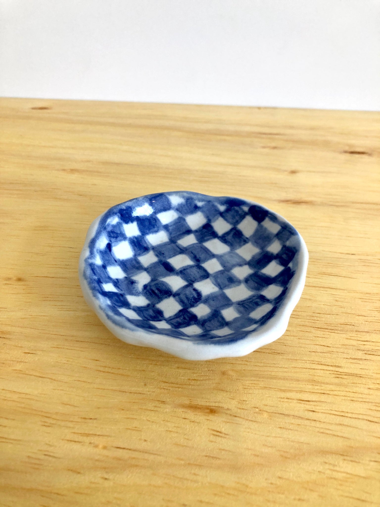 Checkered Dish - Blue