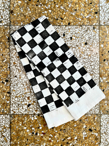 Black and White Checker Tea Towel