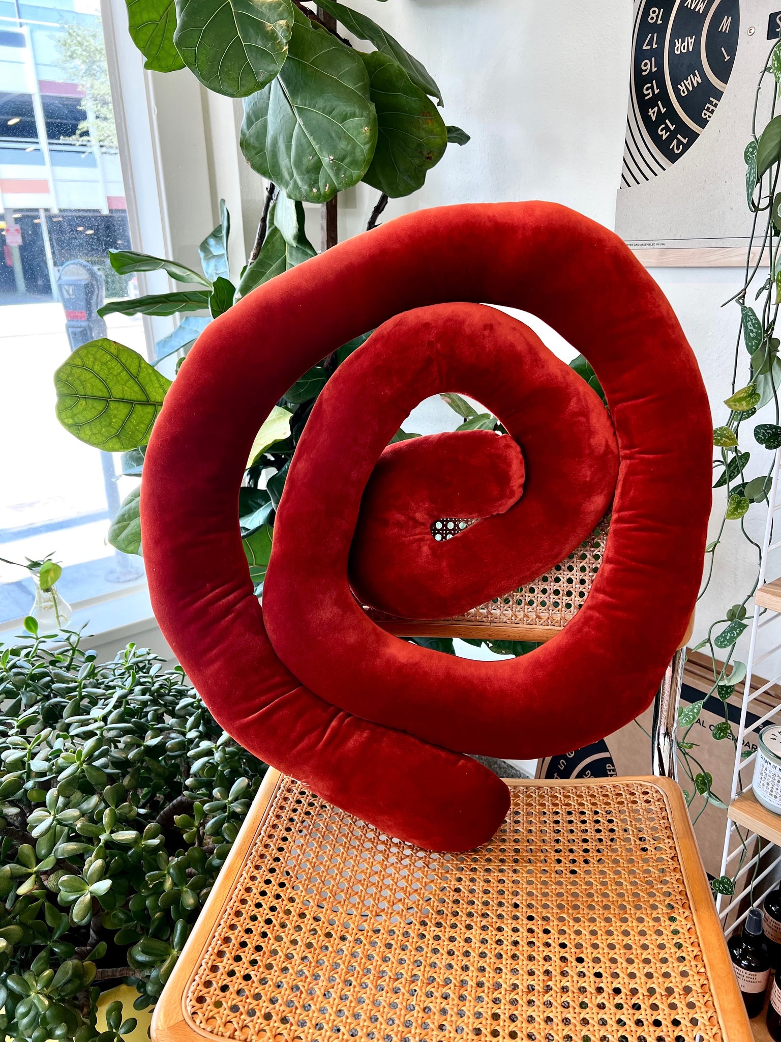 Paprika Velvet Spiral Pillow