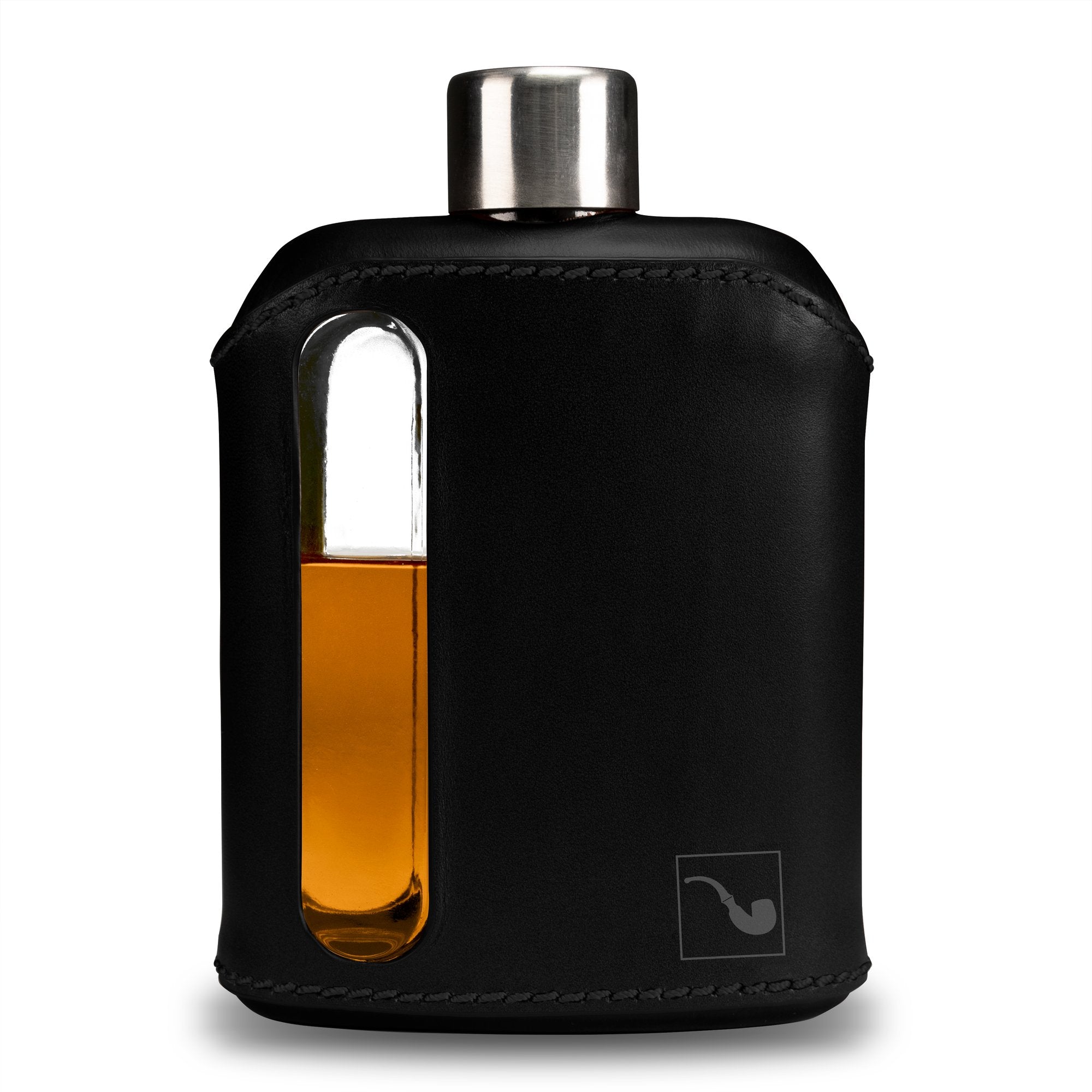 Black Leather Glass Flask - 240ml