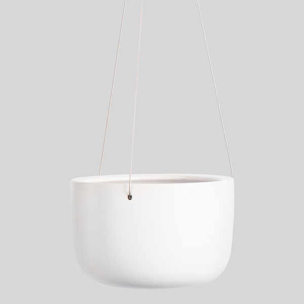 8" Ceramic Hanging Planter - White