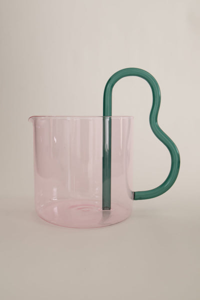 Bean Pitcher - Pink with Teal