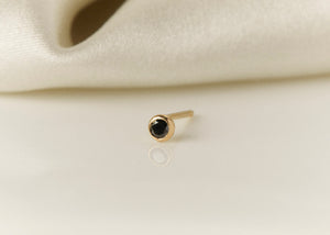 Black Diamond Stud Earring - 14k Gold