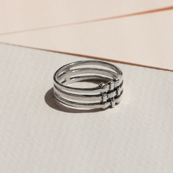 Crosshatch Ring - Sterling Silver