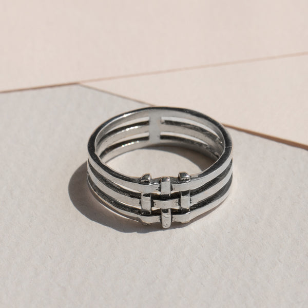 Crosshatch Ring - Sterling Silver