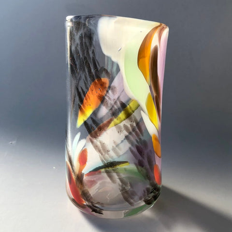Multi Color Rainbow & Black Galaxy Vase