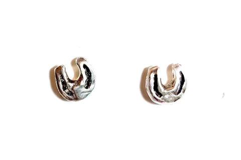 Lucky Horseshoe Studs - Sterling Silver
