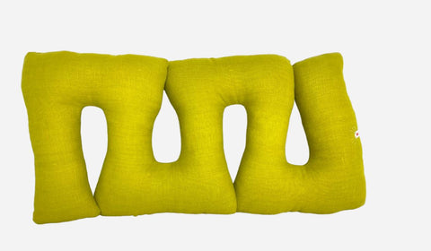 Lemon Lime Linen Square Squiggle Pillow