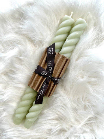 10" Rope Taper Candles - Celadon