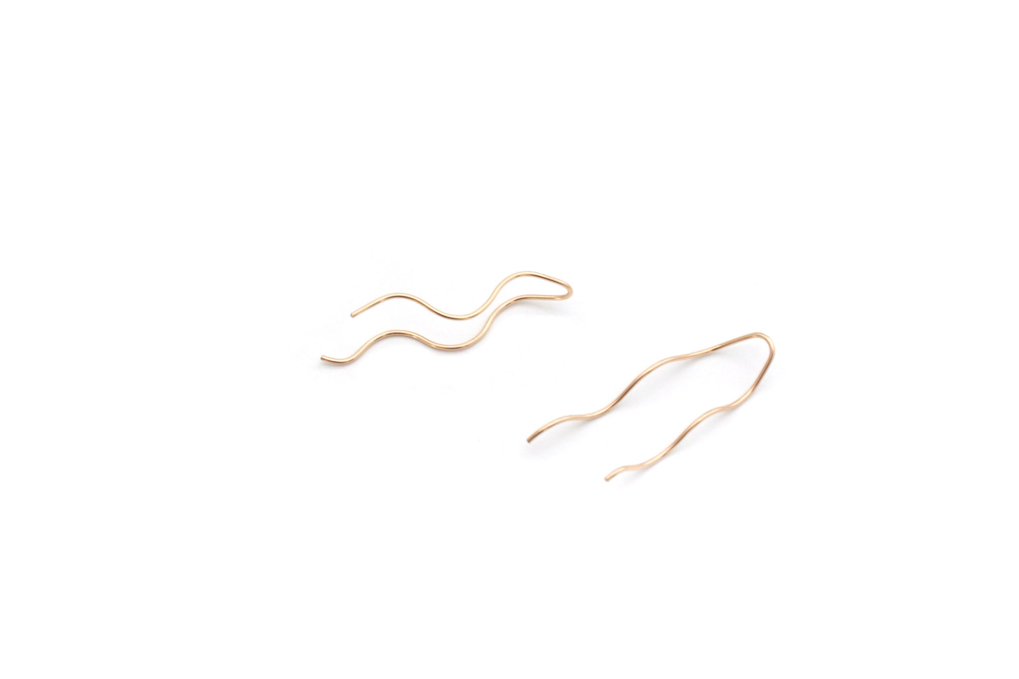 Wavy Threader Earrings - 14k Gold